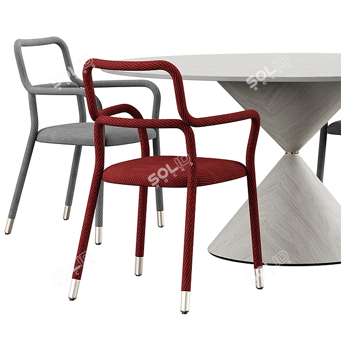 Elegant Chair and Table Set 3D model image 5