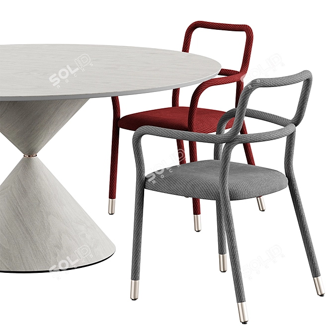 Elegant Chair and Table Set 3D model image 6