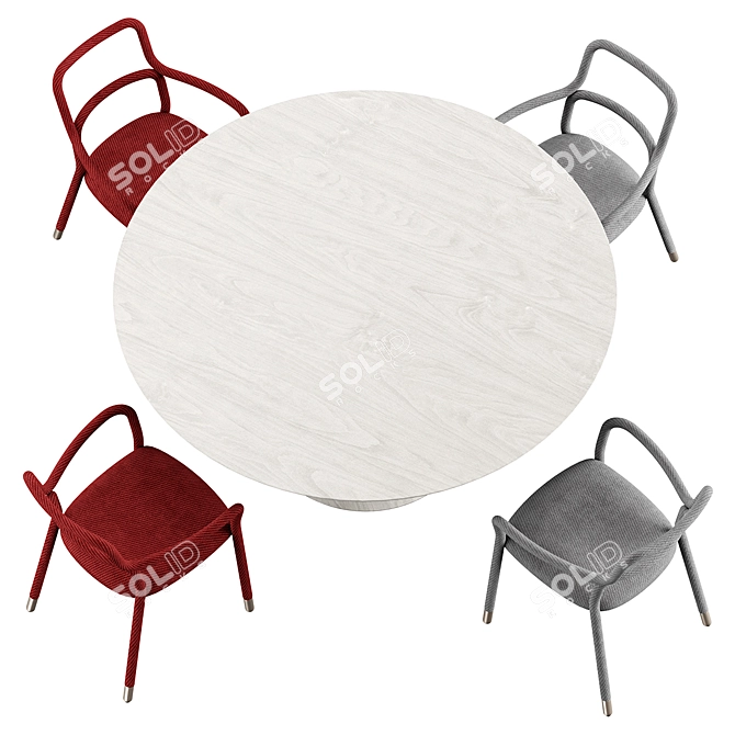 Elegant Chair and Table Set 3D model image 1