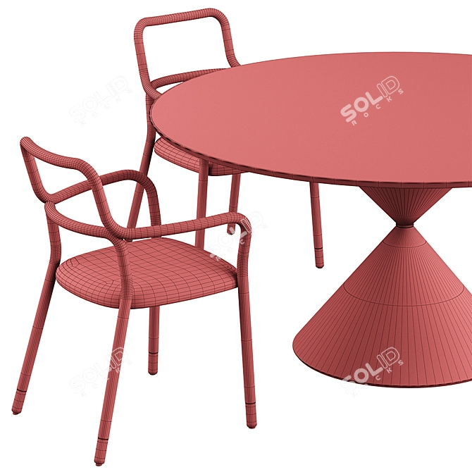 Elegant Chair and Table Set 3D model image 2
