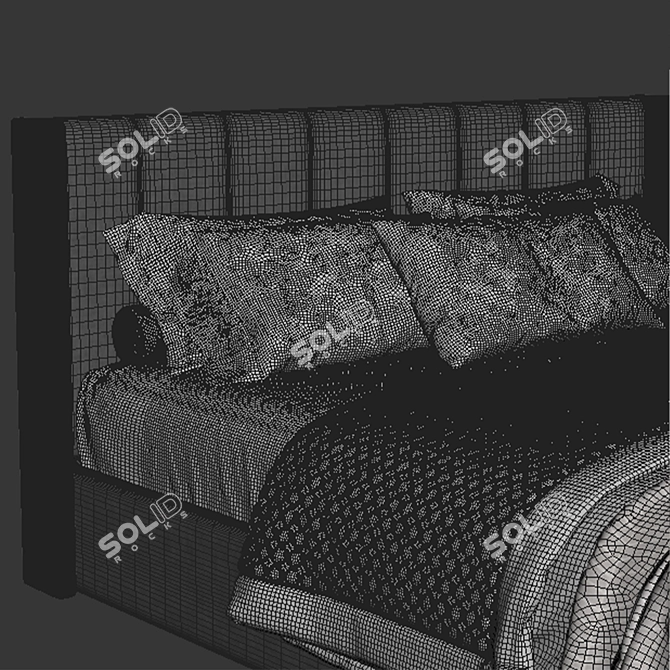 Modern White Bed with UV Mapping 3D model image 2