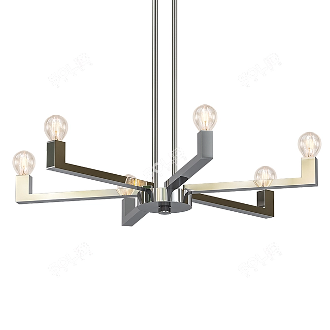 Elegant Brushed Nickel Chandelier 3D model image 1