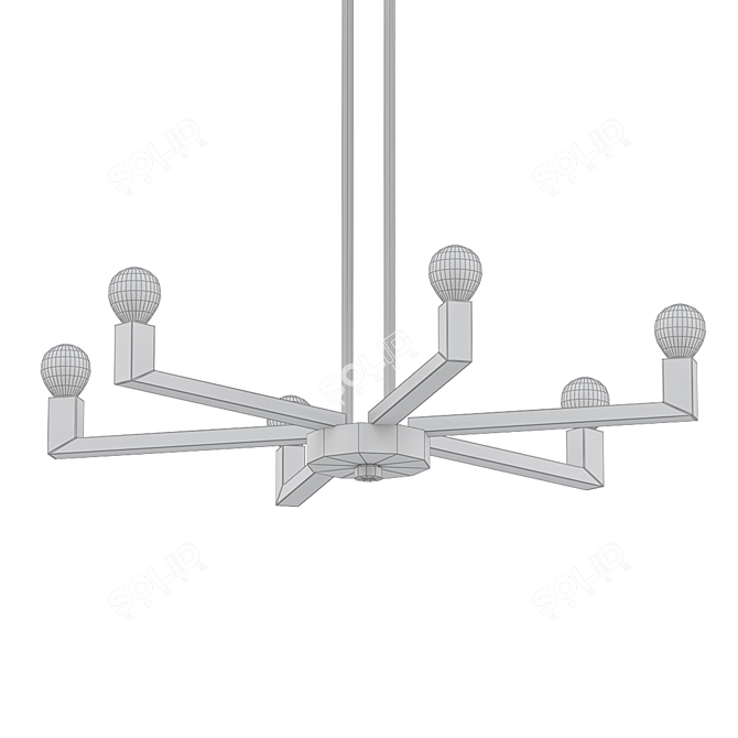 Elegant Brushed Nickel Chandelier 3D model image 2