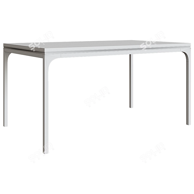 Modern Groove Dining Table with 150cm Width 3D model image 2