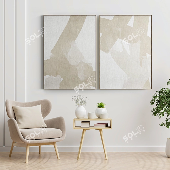 Elegant Frames: Set of 2 - 100 x 70 cm - 5 Material Options 3D model image 2