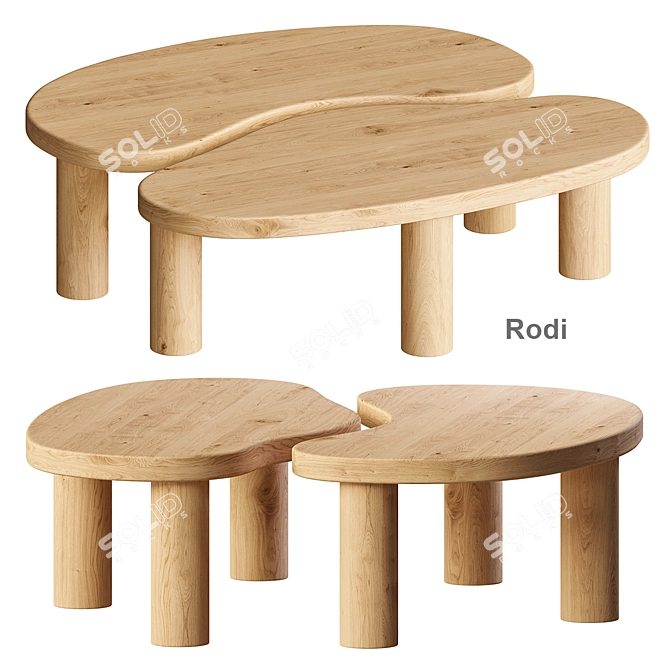 Rustic Oak Coffee Table: Rodi La Redoute 3D model image 1