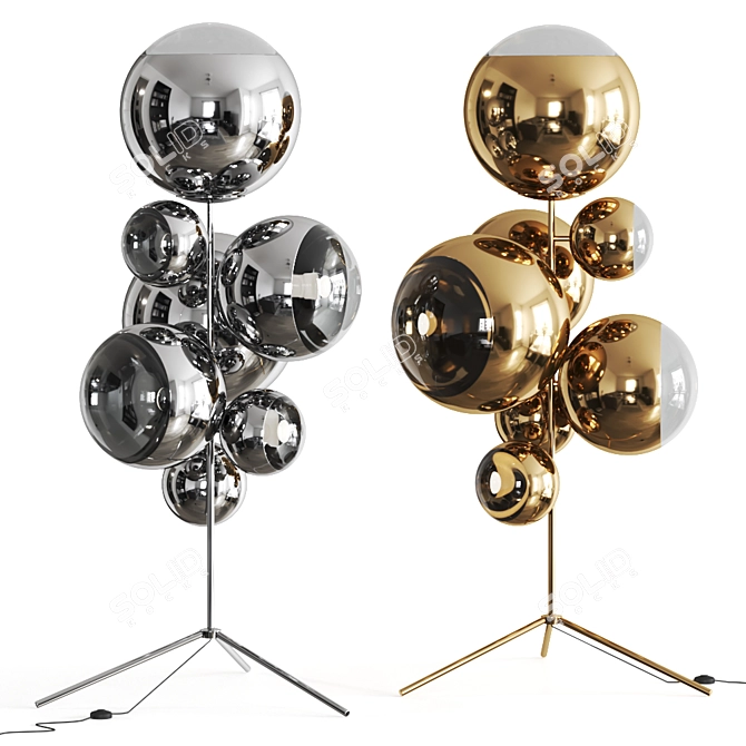 Gorgeous Gold Mirror Ball Chandelier 3D model image 1