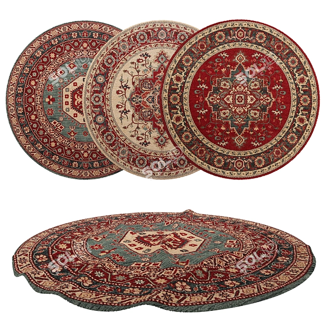 Title: Versatile Round Rugs Set 3D model image 1