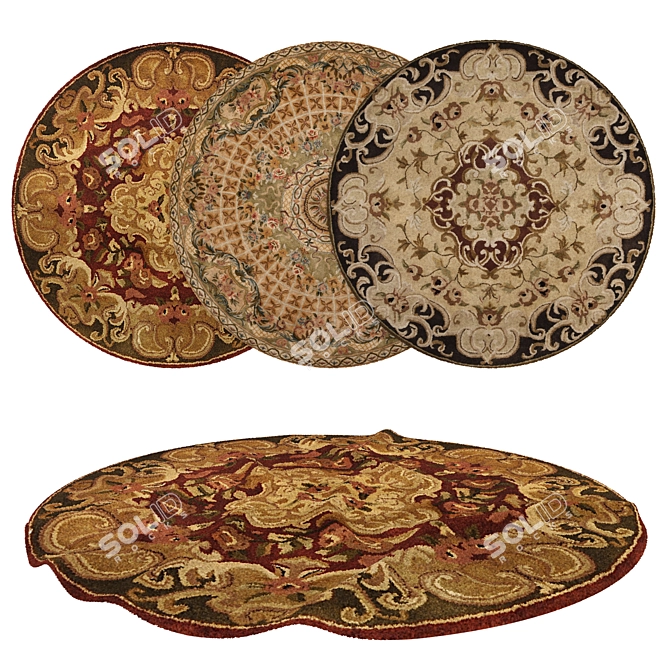 Round-Rug Set: Versatile and Realistic 3D Models 3D model image 1