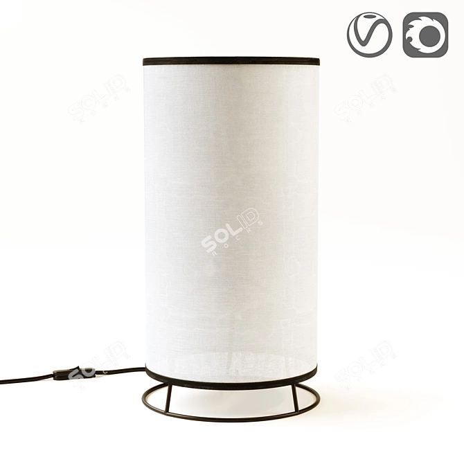 Elegant Linen & Metal Lampshade 3D model image 1