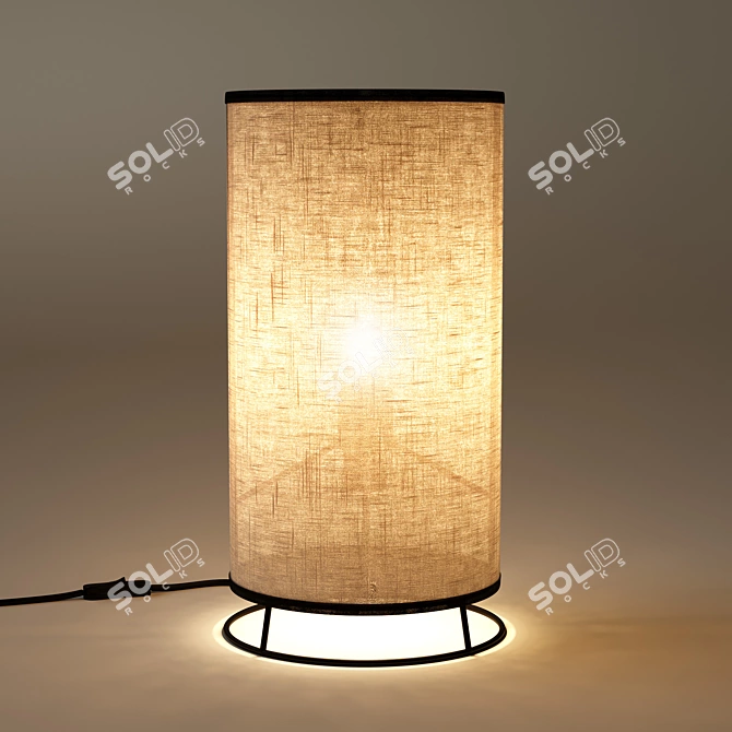 Elegant Linen & Metal Lampshade 3D model image 3