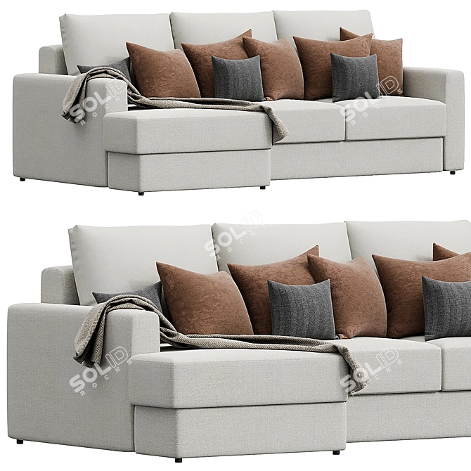 Modern Vegas Sofa with Ottoman 3D model image 2