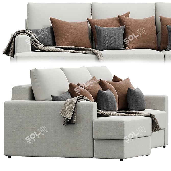 Modern Vegas Sofa with Ottoman 3D model image 3