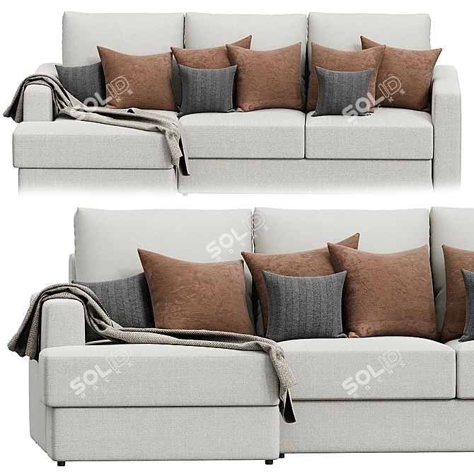 Modern Vegas Sofa with Ottoman 3D model image 4