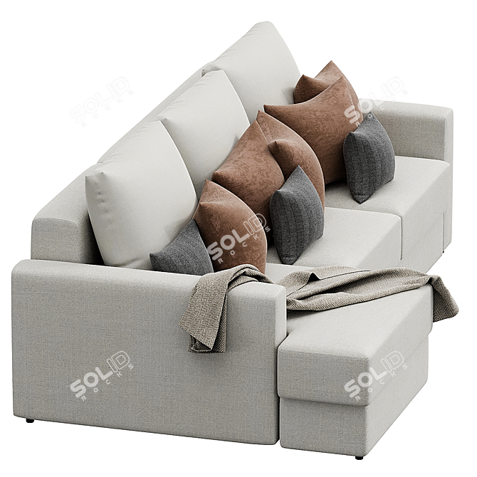 Modern Vegas Sofa with Ottoman 3D model image 5