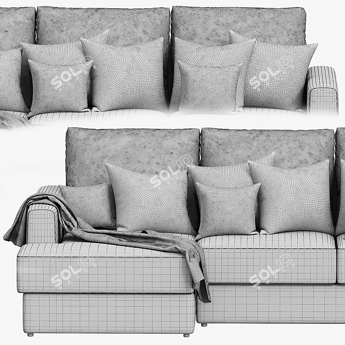 Modern Vegas Sofa with Ottoman 3D model image 6