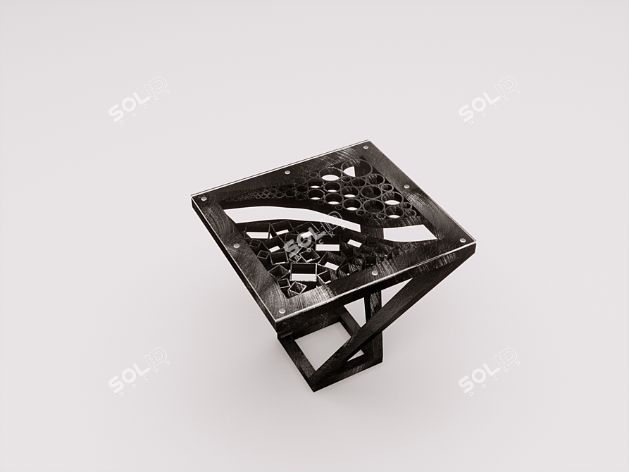 Metal Glass Top Table 3D model image 1