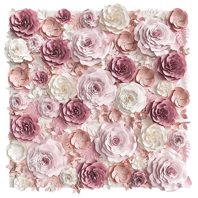 Title: Paper Flower Wall. Photo Backdrop 3D model image 1