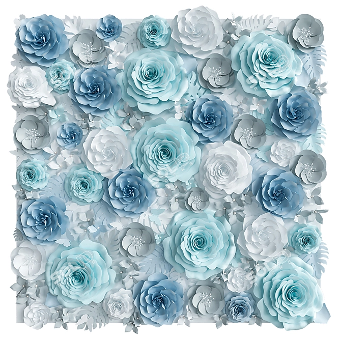 Title: Paper Flower Wall. Photo Backdrop 3D model image 4