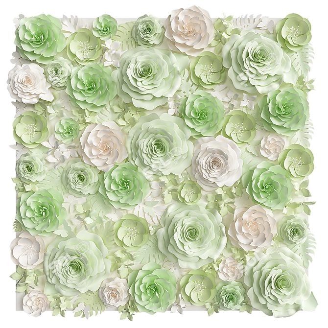 Title: Paper Flower Wall. Photo Backdrop 3D model image 5