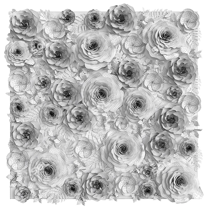 Title: Paper Flower Wall. Photo Backdrop 3D model image 6