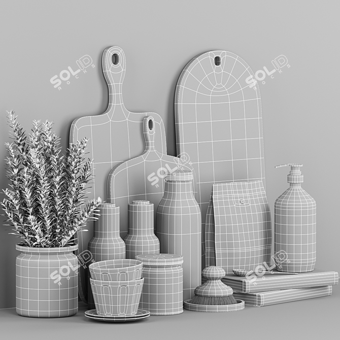 Modern Kitchen Accessories Set 3D model image 5