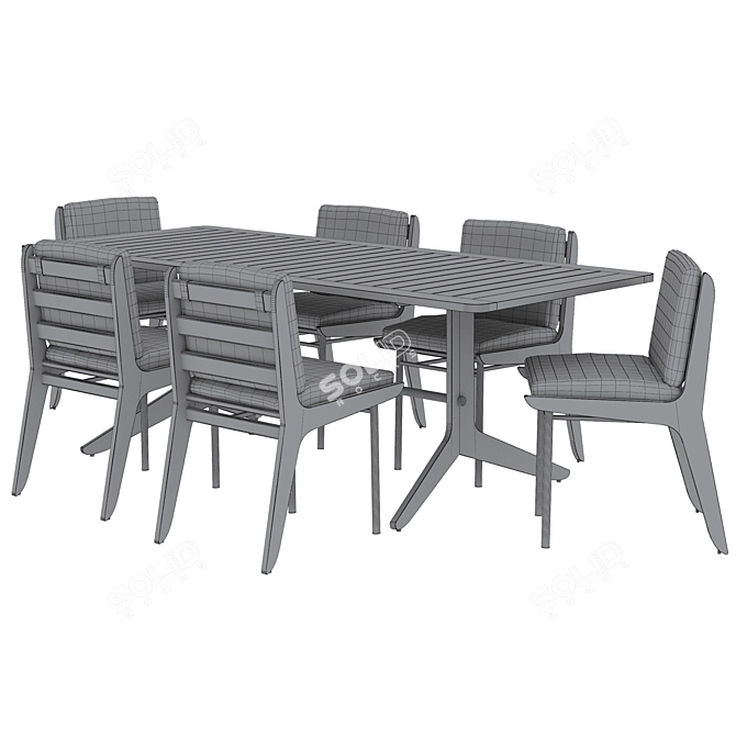 Kinney Teak Outdoor Dining Set: Table & Side Chairs 3D model image 5