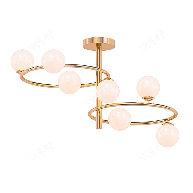 Satin Brass Retro Semi Flush 3D model image 1