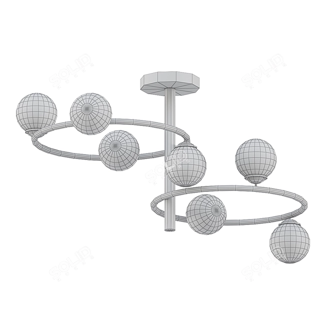 Satin Brass Retro Semi Flush 3D model image 2