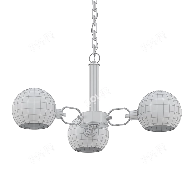 Andres Gold 3-Light Chandelier 3D model image 2