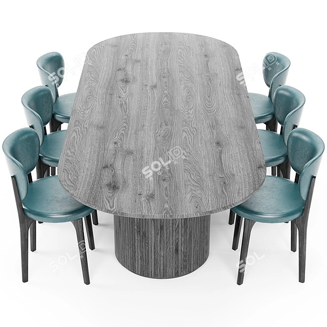 Elegant Elliptical Dining Table 3D model image 2