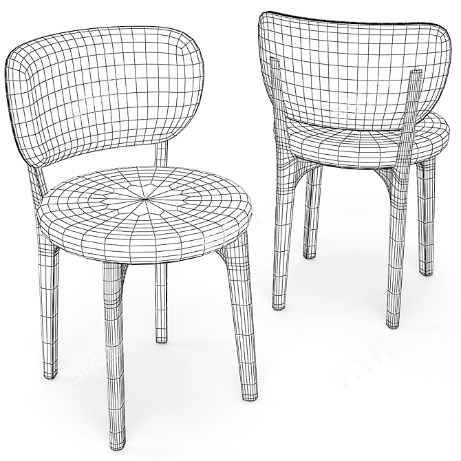 Elegant Elliptical Dining Table 3D model image 5