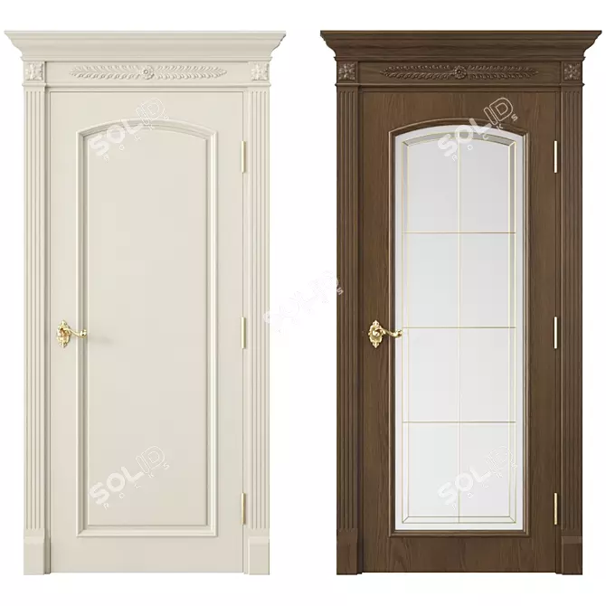 Modern UV-Mapped Interior Door 3D model image 1