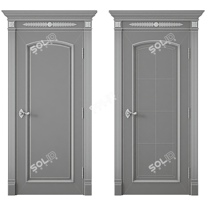 Modern UV-Mapped Interior Door 3D model image 4