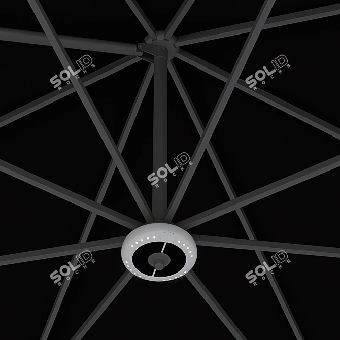 Black Theme Parasol with Dual Lights 3D model image 4