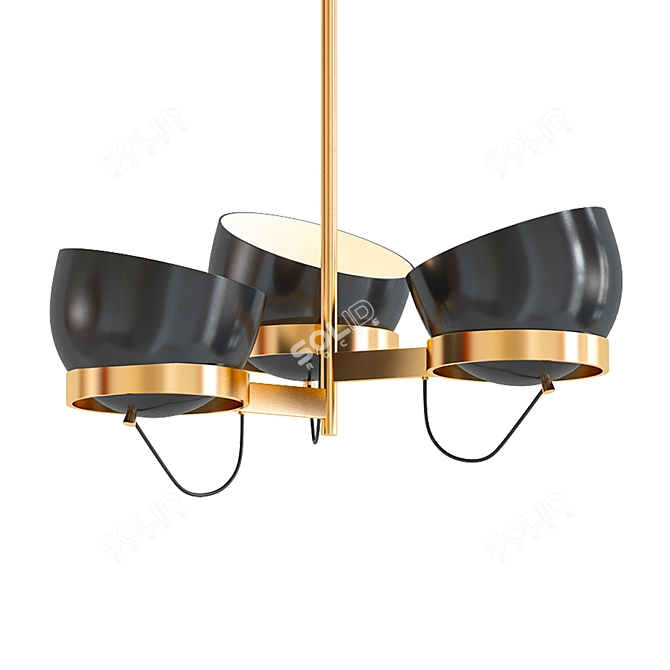 Lightwell Triple Chandelier in Soft Brass 3D model image 1