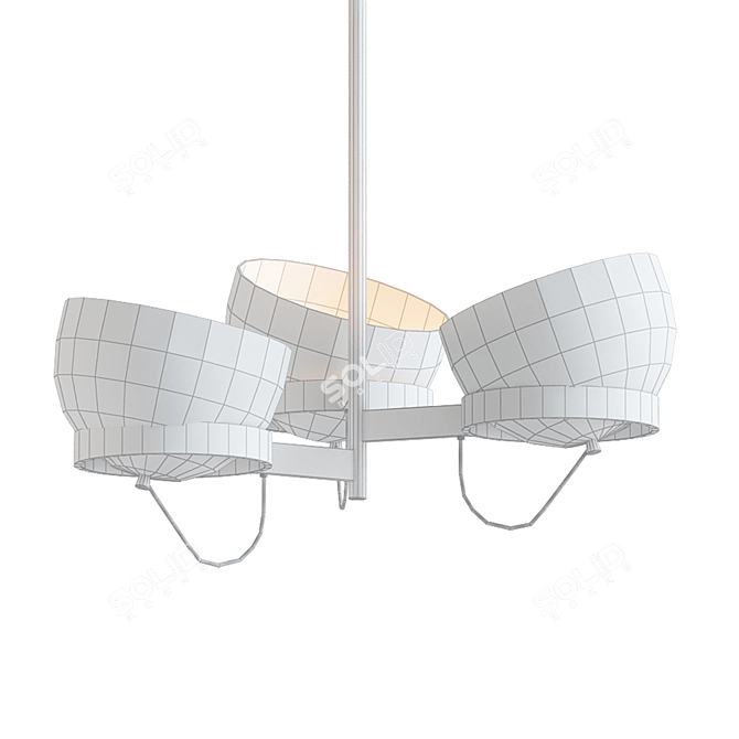 Lightwell Triple Chandelier in Soft Brass 3D model image 2