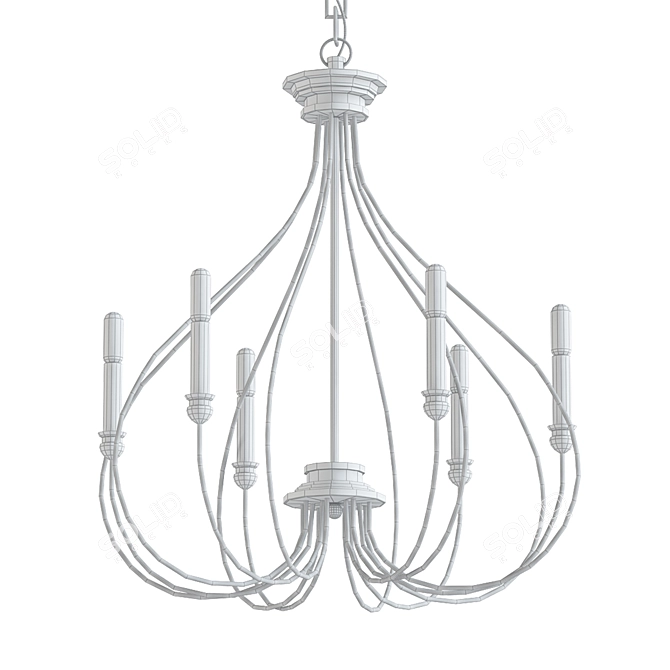 Whisp Gray Steel 6-Light Chandelier 3D model image 2