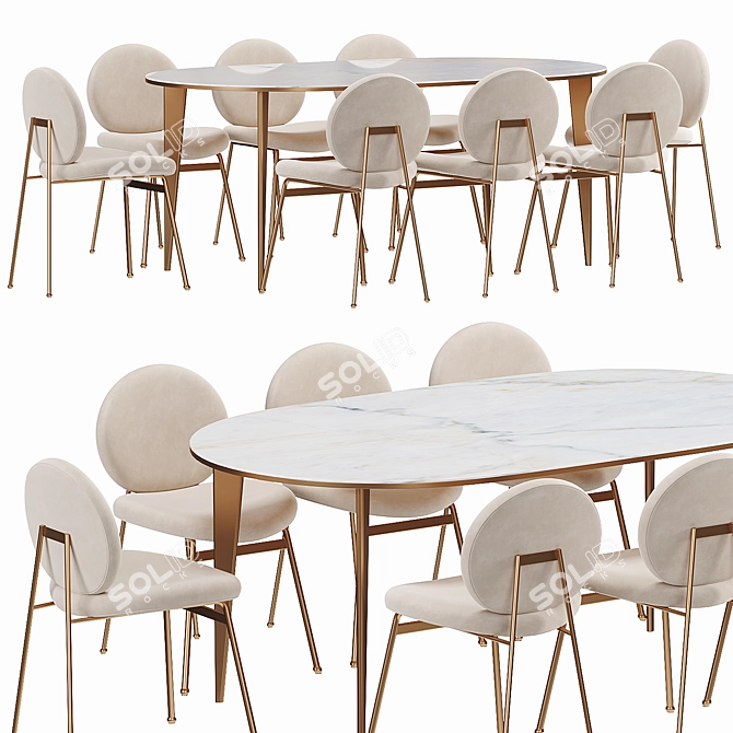 Modern Oval Arden Dining Table 3D model image 1