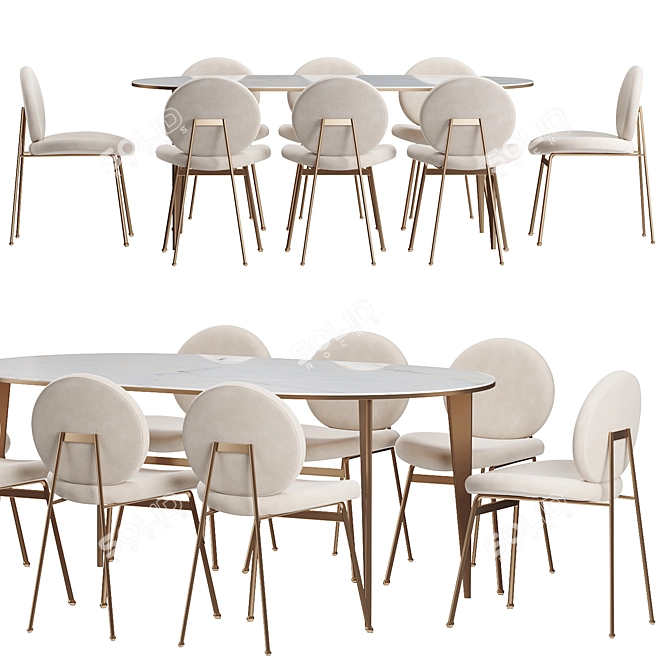 Modern Oval Arden Dining Table 3D model image 2