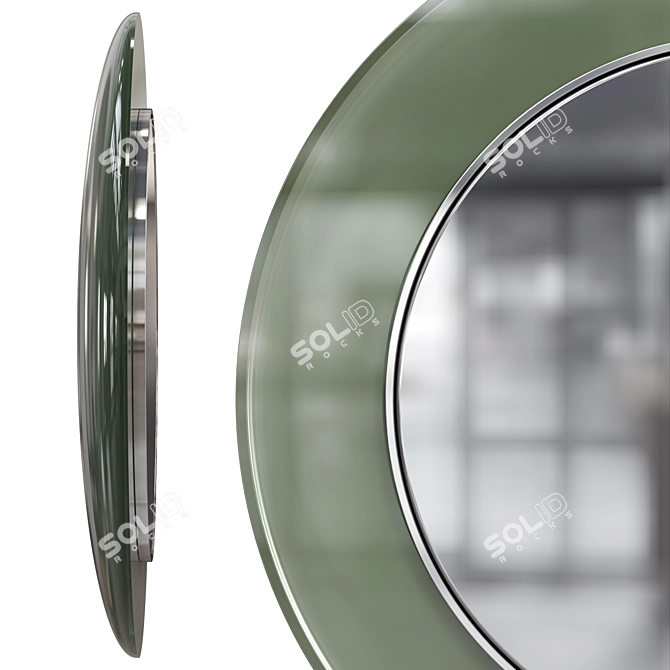 1960 Italian Circular Glass Mirror 3D model image 3