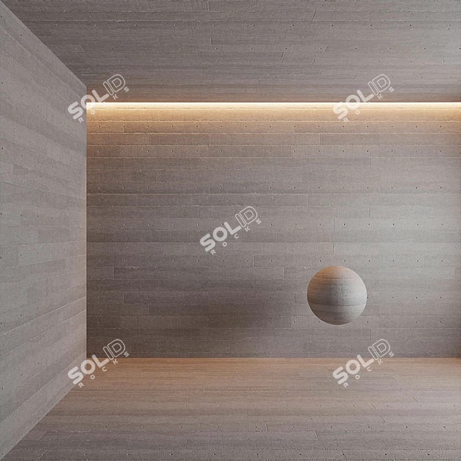 Seamless Concrete Wood Wall 3D model image 7