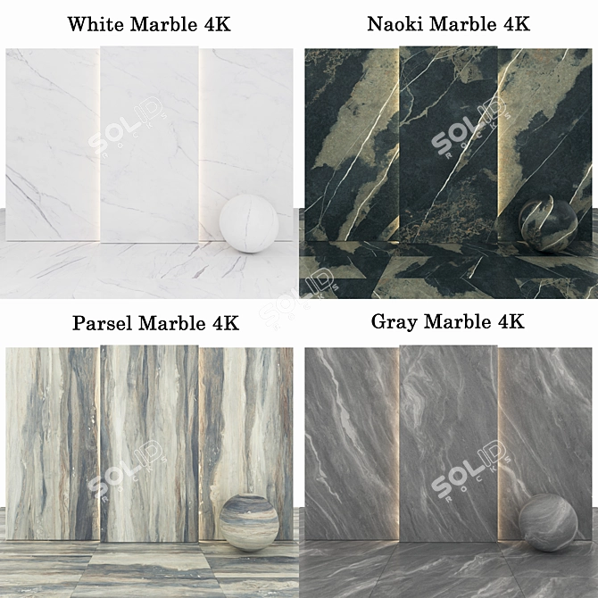 Premium Marble Collection: 45 Unique Textures 3D model image 2