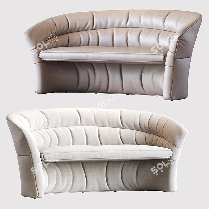 Natuzzi Italian Leather Barrel Sofa 3D model image 1