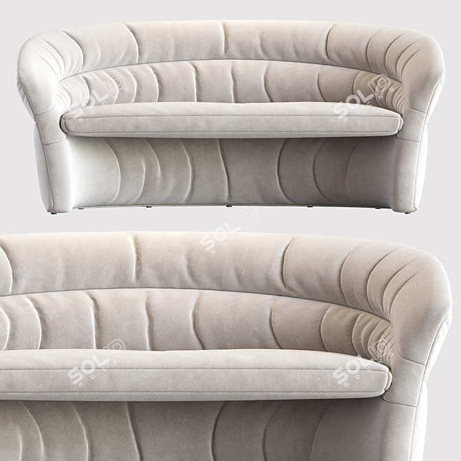 Natuzzi Italian Leather Barrel Sofa 3D model image 2