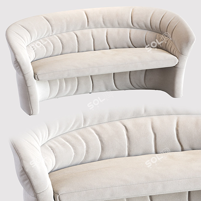 Natuzzi Italian Leather Barrel Sofa 3D model image 4