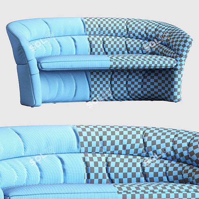 Natuzzi Italian Leather Barrel Sofa 3D model image 6