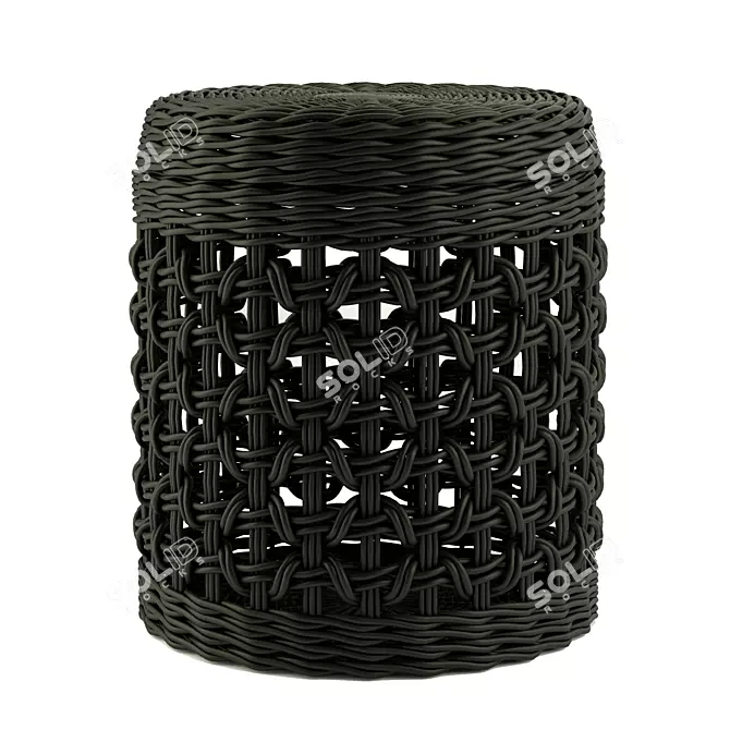 Handwoven Wicker Basket - Stylish Storage Solution 3D model image 1