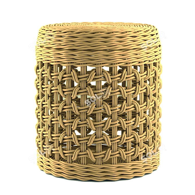 Handwoven Wicker Basket - Stylish Storage Solution 3D model image 2