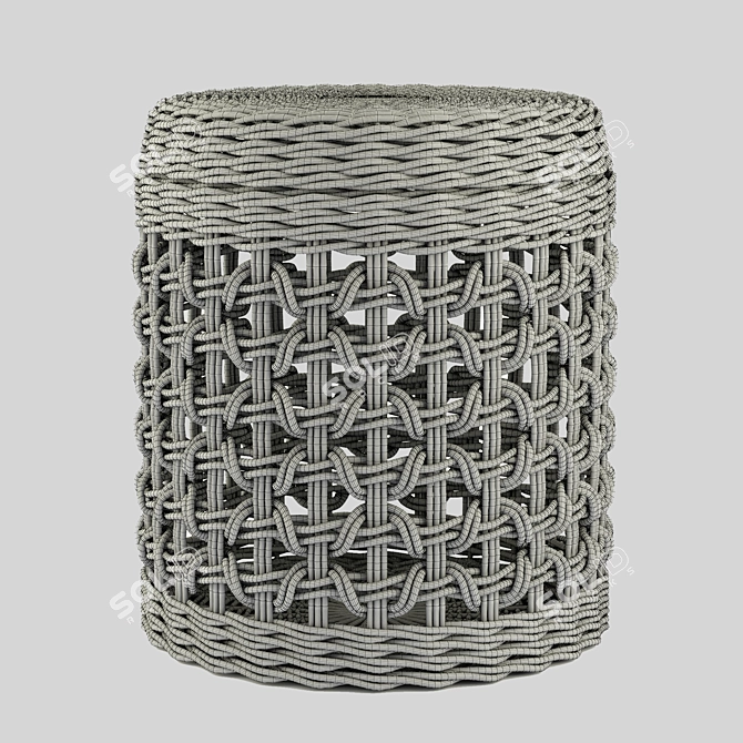 Handwoven Wicker Basket - Stylish Storage Solution 3D model image 4